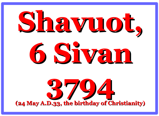 6 Sivan 3794 First Day of the Church atavist bible church.org