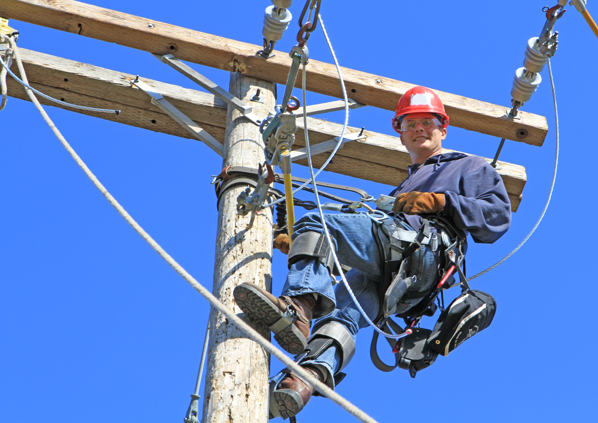 Electrician On Telephone Pole